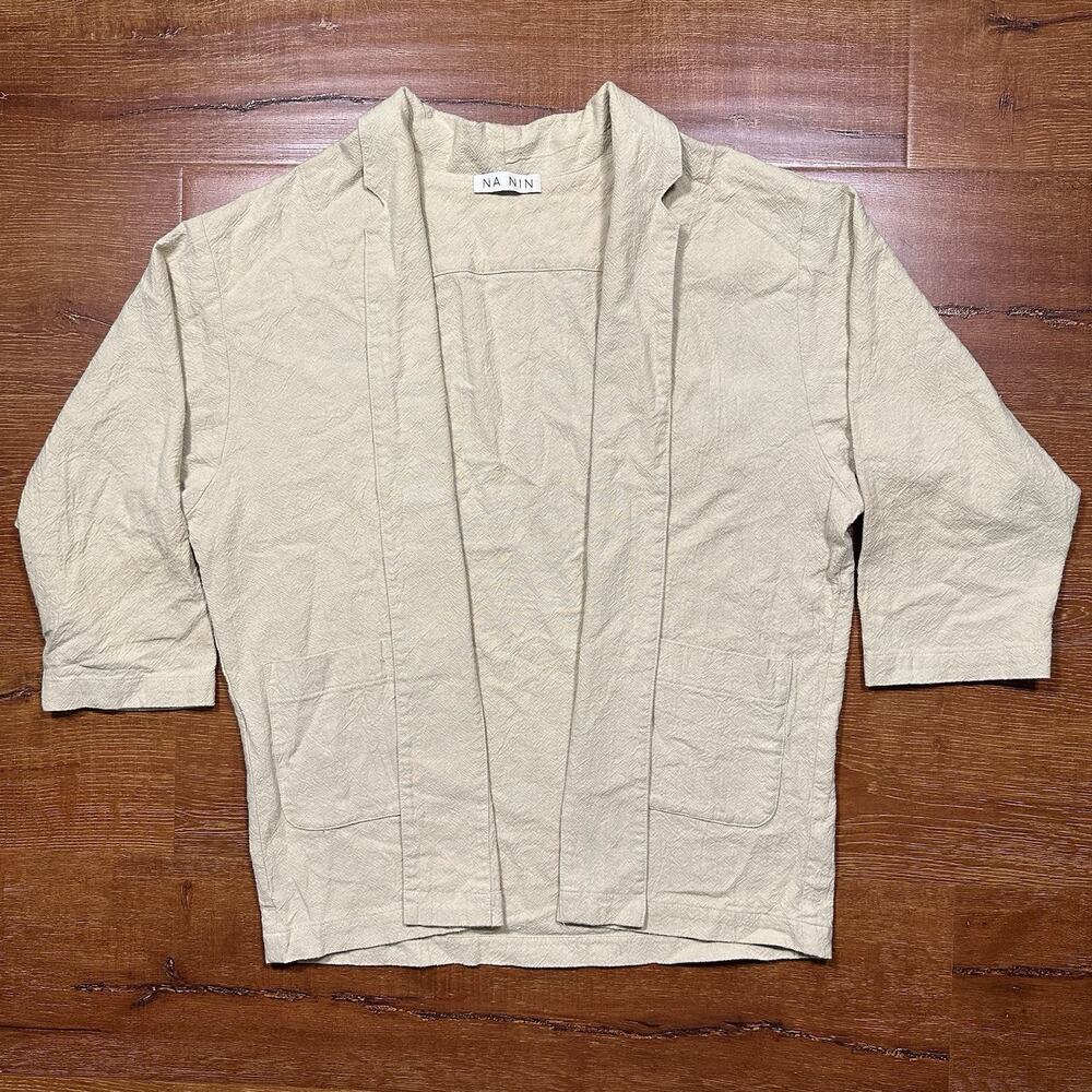 Na Nin Shawl Cardigan OS Beige Gauze Minimal Contemporary Modern City Luxury